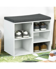 HI Support à chaussures avec coussin 51,5x29x48 cm Blanc | Mobilier & Déco