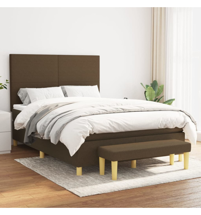 Sommier à lattes de lit avec matelas Marron foncé 140x200 cm | Mobilier & Déco