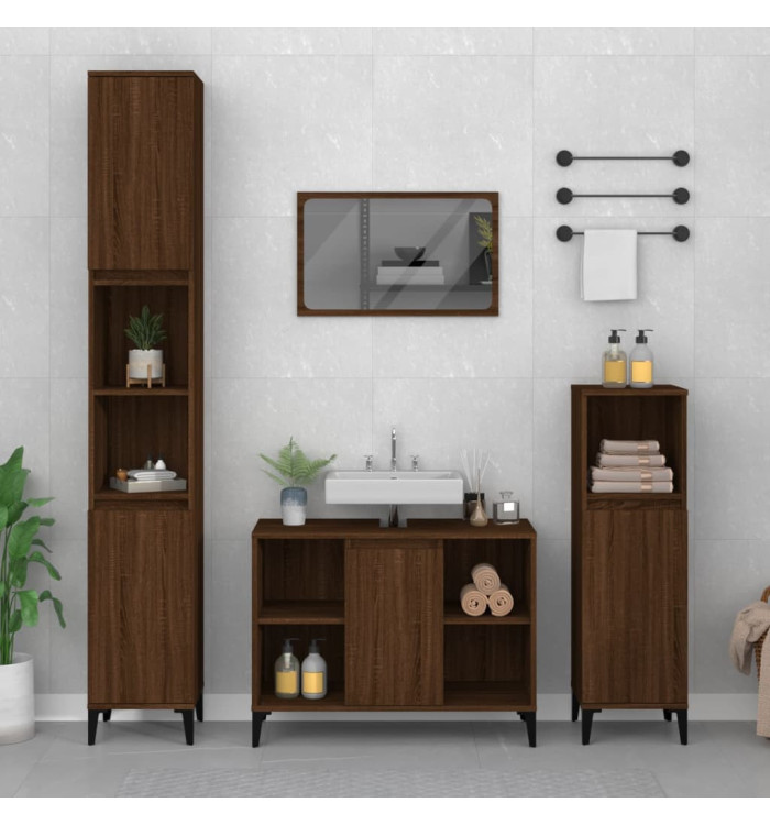 Ensemble de meubles de salle de bain 3 pcs Chêne marron | Mobilier & Déco