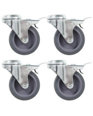 4 pcs Roulettes pivotantes à trou de boulon à double frein 75mm | Mobilier & Déco
