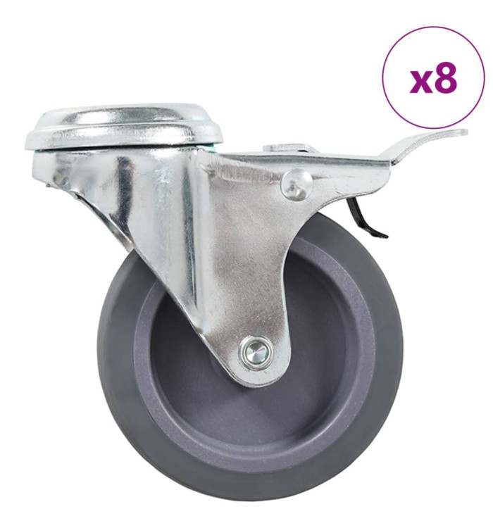 8 pcs Roulettes pivotantes à trou de boulon 75 mm | Mobilier & Déco