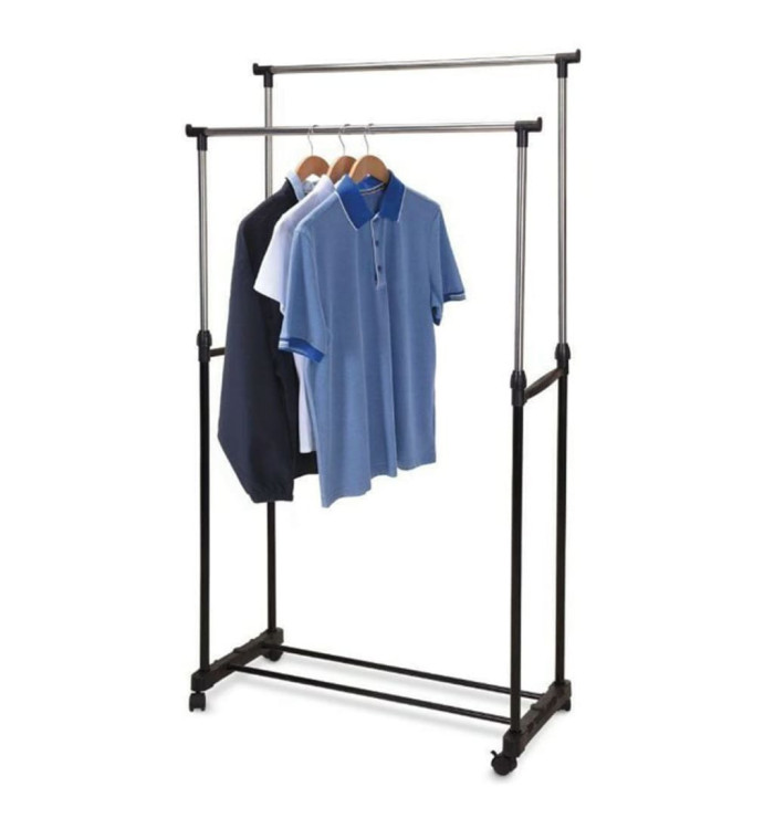 Storage solutions Porte-vêtements double cintres roues réglables | Mobilier & Déco