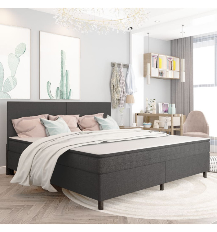 Sommier à lattes de lit sans matelas gris tissu 200x200 cm | Mobilier & Déco
