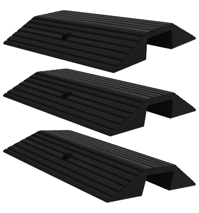 Rampes de seuil de pont 3 pcs 49x40x8 cm Caoutchouc | Mobilier & Déco