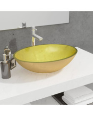 Lavabo Verre 50x37x14 cm Doré | Mobilier & Déco