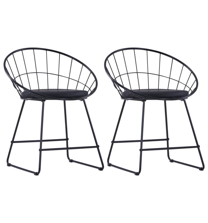 Chaises à manger Siège en similicuir lot de 2 noir acier | Mobilier & Déco