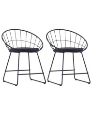 Chaises à manger Siège en similicuir lot de 2 noir acier | Mobilier & Déco