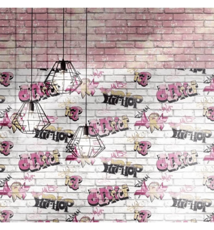 Noordwand Papier peint Urban Friends et Coffee Bricks Rose et blanc | Mobilier & Déco