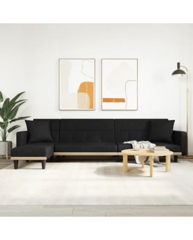 Canapé-lit en forme de L noir 275x140x70 cm tissu | Mobilier & Déco