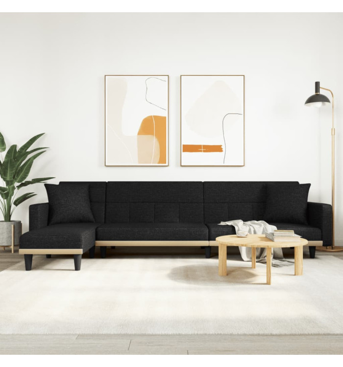 Canapé-lit en forme de L noir 275x140x70 cm tissu | Mobilier & Déco
