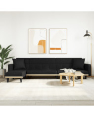Canapé-lit en forme de L noir 275x140x70 cm tissu | Mobilier & Déco