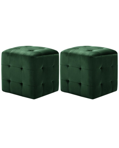 2 pcs Poufs Vert 30 x 30 x 30 cm Tissu velours | Mobilier & Déco