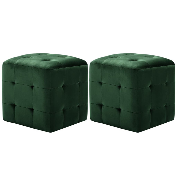 2 pcs Poufs Vert 30 x 30 x 30 cm Tissu velours | Mobilier & Déco