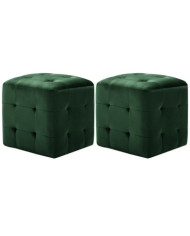 2 pcs Poufs Vert 30 x 30 x 30 cm Tissu velours | Mobilier & Déco