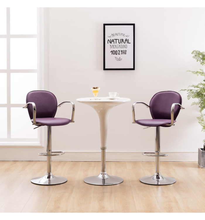 Tabourets de bar avec accoudoir lot de 2 violet similicuir | Mobilier & Déco