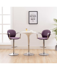 Tabourets de bar avec accoudoir lot de 2 violet similicuir | Mobilier & Déco