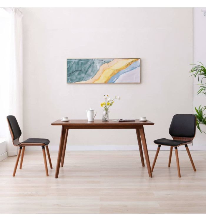 Chaises à manger lot de 2 noir similicuir | Mobilier & Déco