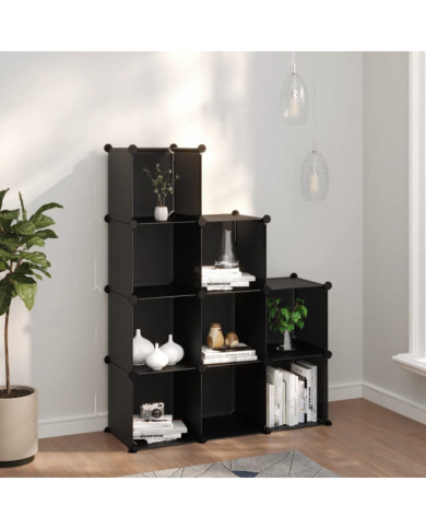 Cubes de rangement 9 pcs Noir PP | Mobilier & Déco