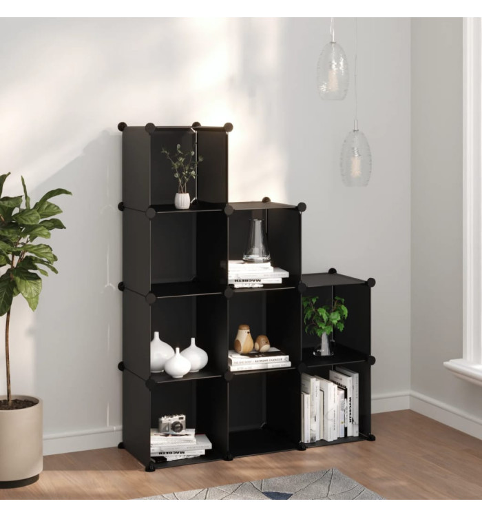 Cubes de rangement 9 pcs Noir PP | Mobilier & Déco