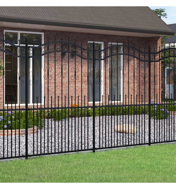 Clôture de jardin avec sommet de lance Noir 222 cm | Mobilier & Déco