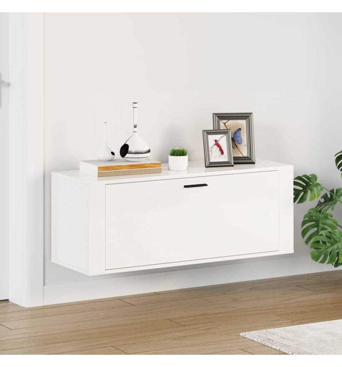 Armoire à chaussure murale Blanc brillant 100x35x38 cm | Mobilier & Déco