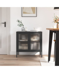Buffet noir 70x35x70 cm verre et acier | Mobilier & Déco