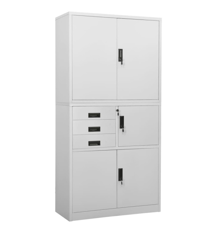 Armoire de bureau Gris clair 90x40x180 cm Acier | Mobilier & Déco