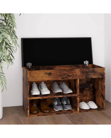 Banc à chaussures avec coussin Chêne fumé Bois d'ingénierie | Mobilier & Déco