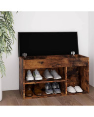 Banc à chaussures avec coussin Chêne fumé Bois d'ingénierie | Mobilier & Déco