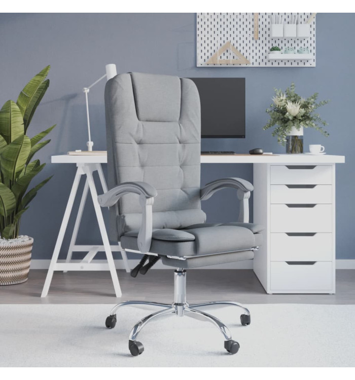 Fauteuil de massage inclinable de bureau Gris clair Tissu | Mobilier & Déco