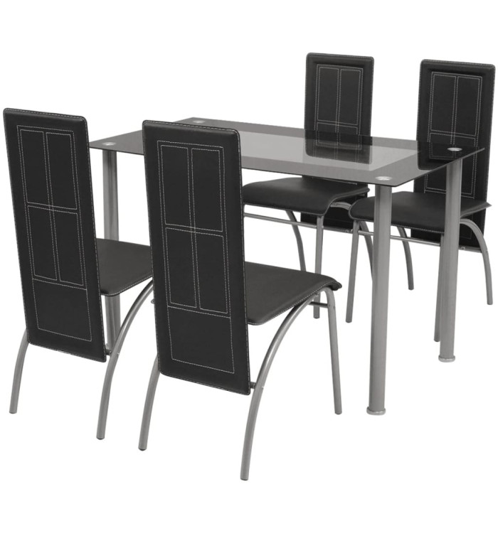 Ensemble à dîner cinq pièces Noir | Mobilier & Déco