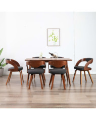 Chaises à manger lot de 6 gris foncé bois courbé et tissu | Mobilier & Déco