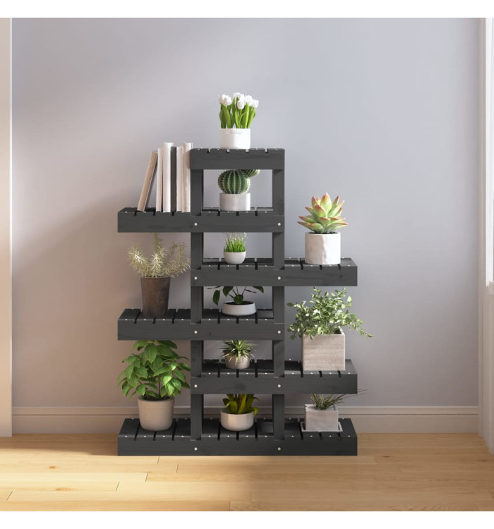 Support à plantes Gris 85x25x109,5 cm Bois massif de pin | Mobilier & Déco