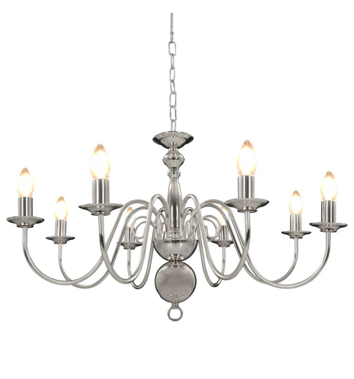 Lustre Argenté 8 ampoules E14 | Mobilier & Déco