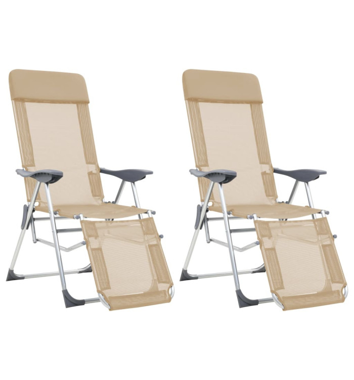 Chaises de camping pliantes et repose-pied lot de 2 textilène | Mobilier & Déco