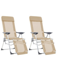 Chaises de camping pliantes et repose-pied lot de 2 textilène | Mobilier & Déco