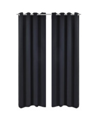 2 pcs Rideau Blackout Occultant Noir avec Œillets en métal 135x245cm | Mobilier & Déco