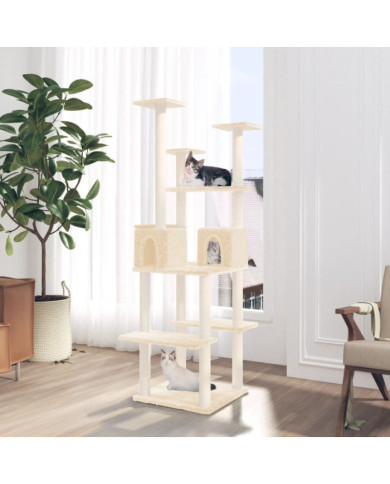 Arbre à chat avec griffoirs en sisal Crème 167 cm | Mobilier & Déco