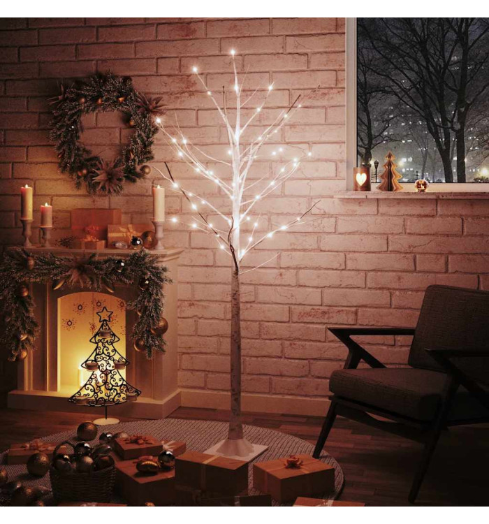Bouleau blanc à LED 96 LED Blanc chaud 180 cm | Mobilier & Déco