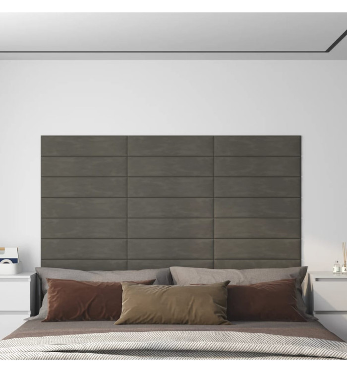 Panneaux muraux 12 pcs Gris foncé 60x15 cm Velours 1,08 m² | Mobilier & Déco