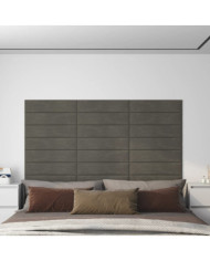 Panneaux muraux 12 pcs Gris foncé 60x15 cm Velours 1,08 m² | Mobilier & Déco