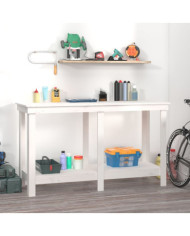 Banc de travail Blanc 140x50x80 cm Bois de pin massif | Mobilier & Déco