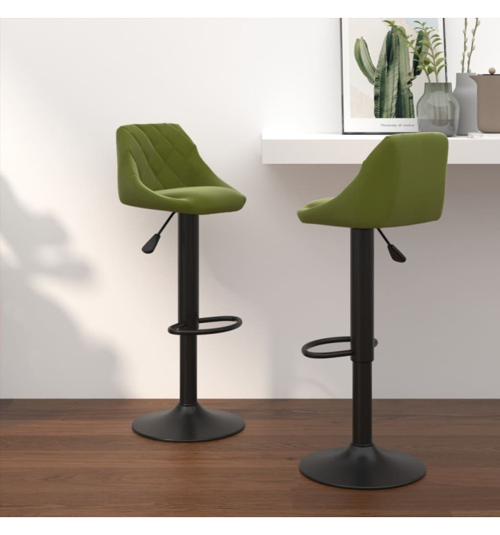 Tabourets de bar lot de 2 vert clair velours | Mobilier & Déco