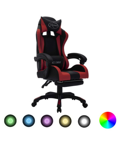 Fauteuil de jeux vidéo avec LED RVB Bordeaux et noir Similicuir | Mobilier & Déco