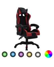 Fauteuil de jeux vidéo avec LED RVB Bordeaux et noir Similicuir | Mobilier & Déco