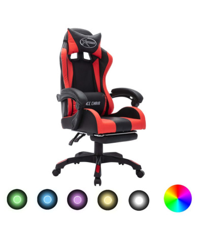 Fauteuil de jeux vidéo avec LED RVB Rouge et noir Similicuir | Mobilier & Déco