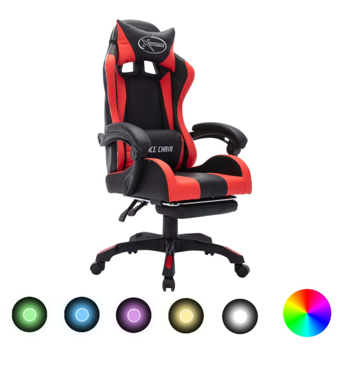 Fauteuil de jeux vidéo avec LED RVB Rouge et noir Similicuir | Mobilier & Déco