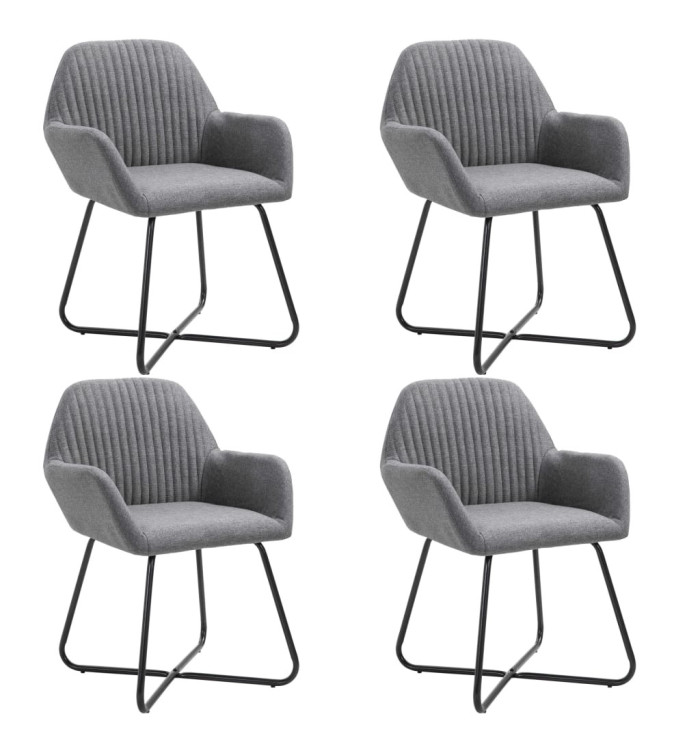 Chaises à manger lot de 4 gris foncé tissu | Mobilier & Déco