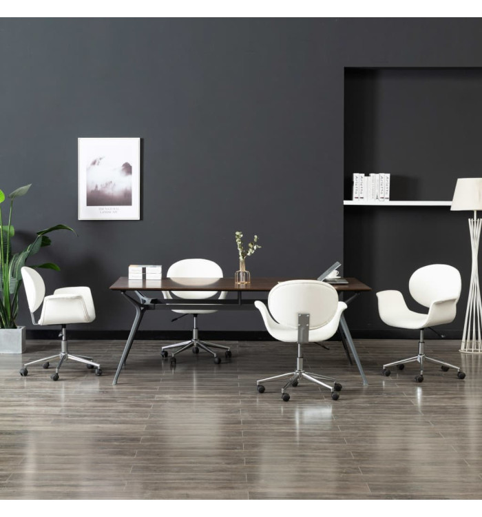 Chaises pivotantes à manger lot de 4 blanc similicuir | Mobilier & Déco