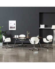 Chaises pivotantes à manger lot de 4 blanc similicuir | Mobilier & Déco